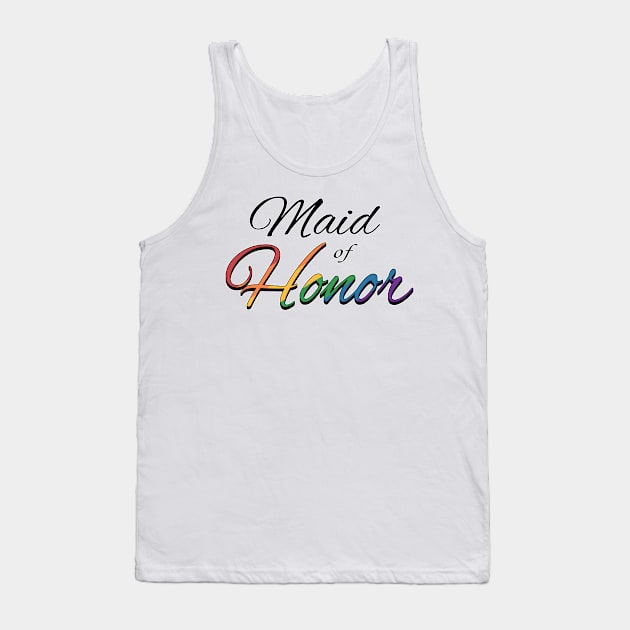 Maid of Honor Typography Lesbian Pride Rainbow Tank Top by LiveLoudGraphics